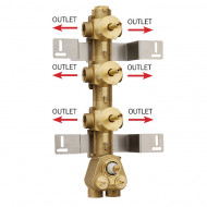 Bossini Z030273000 Встраиваемая часть термостата 3 дивиатора на 2 выхода, (6 выходов) высокой пропускной способности на ?”, уст-ка в