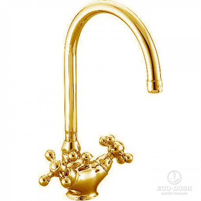 CISAL Arcana Ceramic Смеситель для кухни на 1 отверстие с донным клапаном, цвет: золото
