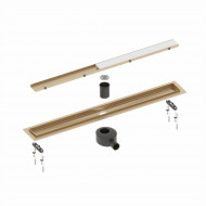 Душевой лоток TIMO Drain System 700 с двусторонней панелью "plate" под плитку, Золото матовое (DS230207/17)