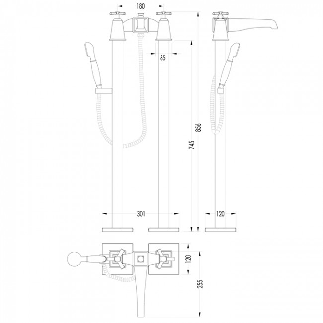 Devon&Devon Time Смеситель для ванны, цвет: золото 2TIME235OT