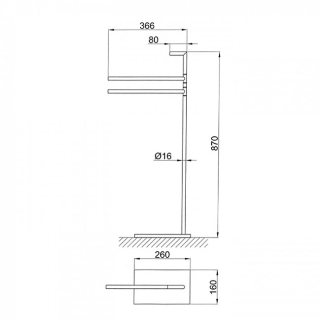 Fantini Young Напольная стойка с полотенцедержателями 36.6см, цвет: хром Fantini Young Напольная стойка с полотенцедержателями 36.6см, цвет: хром