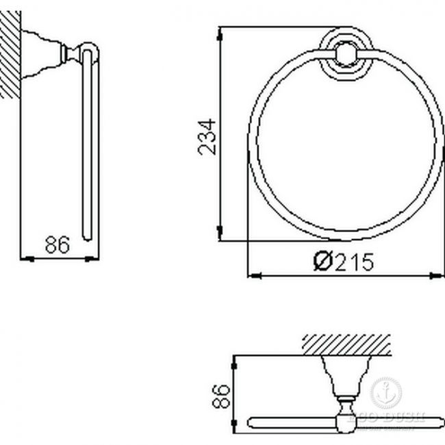 HUBER Croisette Полотенцедержатель - кольцо D21.5см, подвесной, цвет: золото HUBER Croisette Полотенцедержатель - кольцо D21.5см, подвесной, цвет: золото