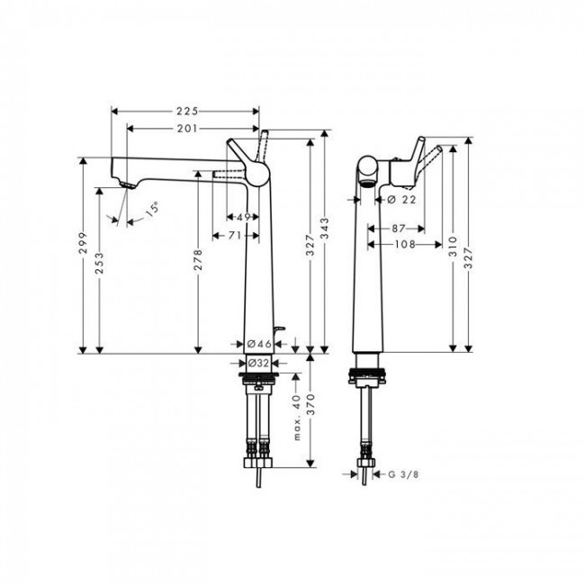 Hansgrohe Talis S, Смеситель для раковины, с донным клапаном, Цвета: хром 72115000