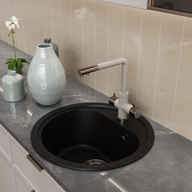 Мойкa MIXLINE круглая черная 440мм (551809) Мойкa MIXLINE круглая черная 440мм (551809)