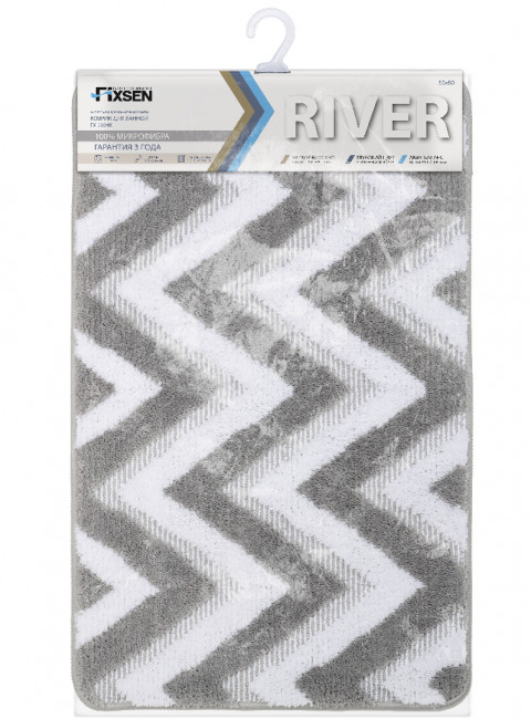 Коврик для ванной Fixsen River  серый 50х80 см. ( FX-5004K)