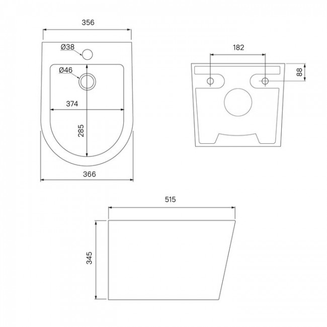 Комплект 2в1: подвесной унитаз и биде, чёрный матовый, Calipso, IDDIS, (CALR3BMi73)