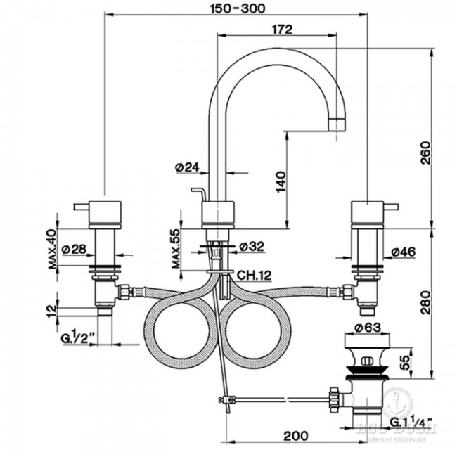 Cisal Less New Смеситель для раковины ,на 3 отв., с донным клапаном, цвет: хром