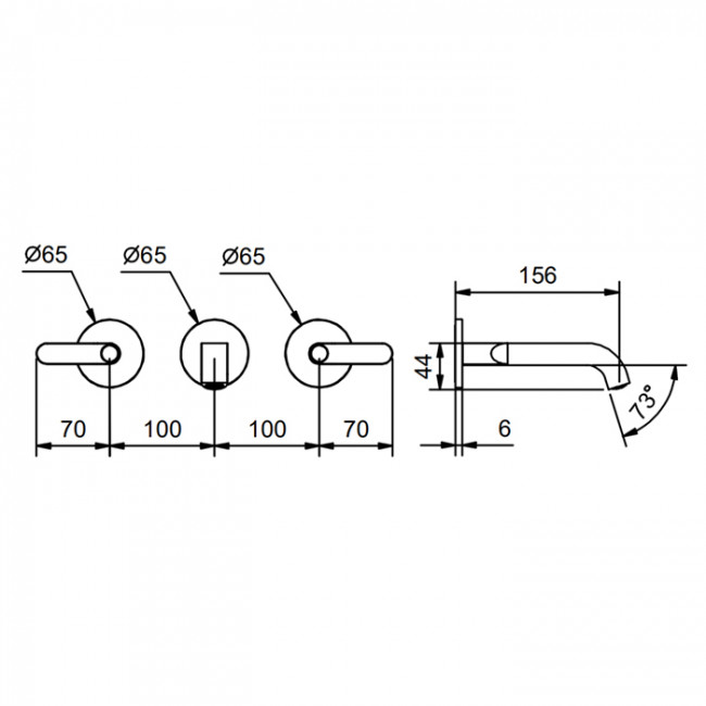 Fantini Icona Deco Смеситель для раковины, настенный, цвет: хром 53 02 R110B Fantini Icona Deco Смеситель для раковины, настенный, цвет: хром 53 02 R110B