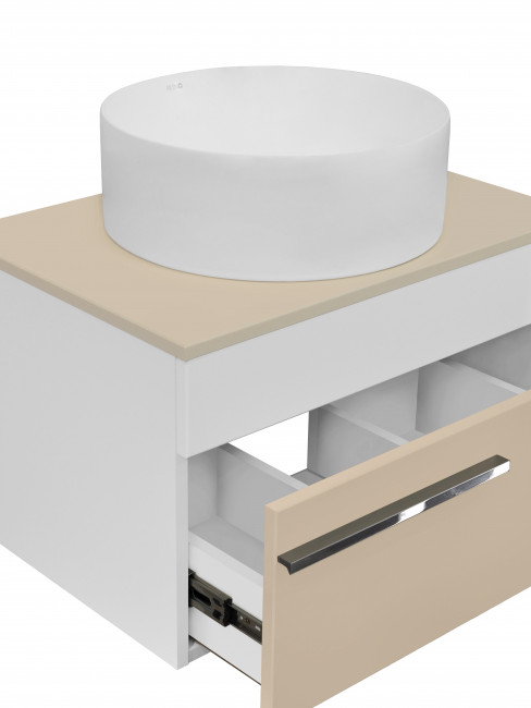 Тумба Runo Вудлайн 65 подвесная белая/крем под накладной умывальник (00-00004900) Тумба Runo Вудлайн 65 подвесная белая/крем под накладной умывальник (00-00004900)