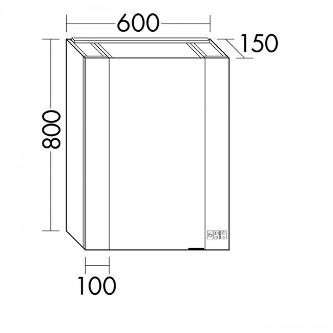 Burgbad RL40 Зеркальный шкаф 60х15х80см., 1 зерк. дверь с обоих сторон, 2 стеклянные полки,версия левая, Smart-Home-System, 2 розетки