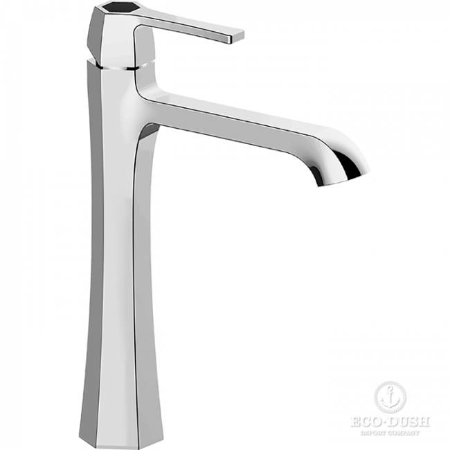 CISAL Cherie Смеситель однорычажный для раковины на 1 отверстие,высокий h200 мм, без донного клапана, цвет: хром/черный матовый