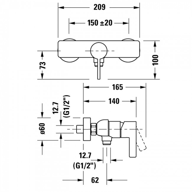 Duravit D-Neo Смеситель для душа, настенный, цвет: хром