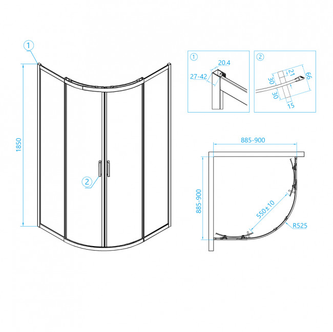 Душевой уголок RGW CL-53 900x900 мм Хром/Прозрачное Душевой уголок RGW CL-53 900x900 мм Хром/Прозрачное