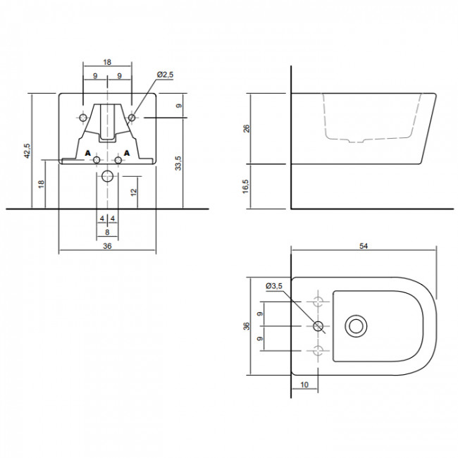 Antonio Lupi Komodo Биде подвесное, 54х36,6см, цвет: белый матовый