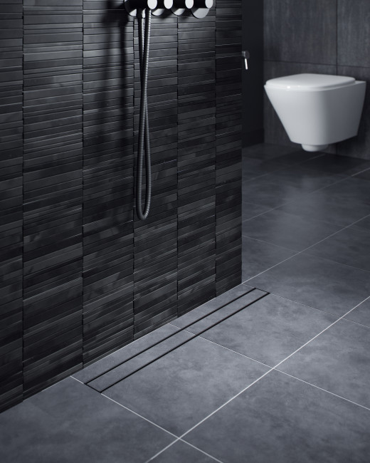 Душевой лоток TIMO Drain System 700 с двусторонней панелью "plate" под плитку, Чёрный (DS230207/03)