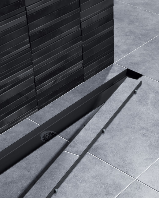 Душевой лоток TIMO Drain System 700 с двусторонней панелью "plate" под плитку, Чёрный (DS230207/03)