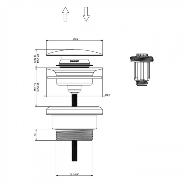GESSI 316 Донный клапан нажимной “Stop&Go”, для раковин без перелива, цвет: Brushed Brass PVD GESSI 316 Донный клапан нажимной “Stop&Go”, для раковин без перелива, цвет: Brushed Brass PVD