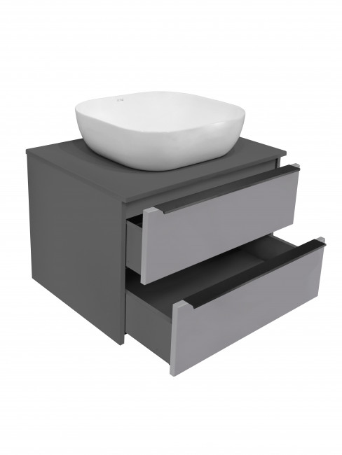 Тумба Runo Мальта 70 подвесная темно-серая/серая (00-00004895) Тумба Runo Мальта 70 подвесная темно-серая/серая (00-00004895)