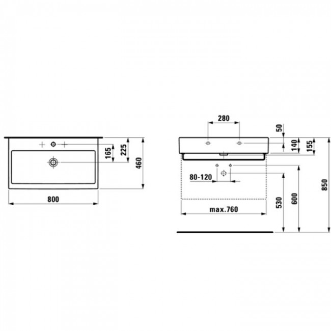 Laufen Living City Раковина 80х46х14 см, 1 отв., цвет: белый 8.1743.6.000.104.1