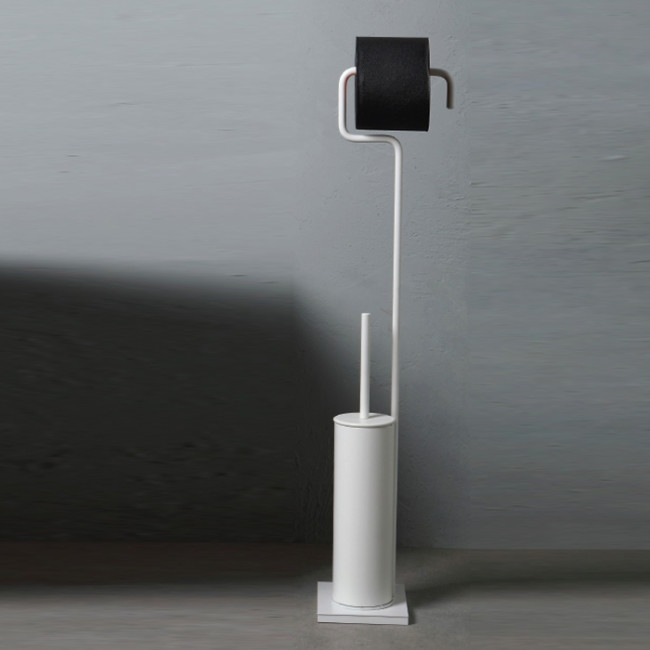 Bertocci Moon Стойка напольная с ершиком и полотенцедержателем, цвет: белый матовый Bertocci Moon Стойка напольная с ершиком и полотенцедержателем, цвет: белый матовый