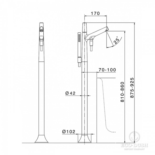 Cisal Vita Смесителя на ванну, отдельностоящий, с ручным душем, цвет: хром