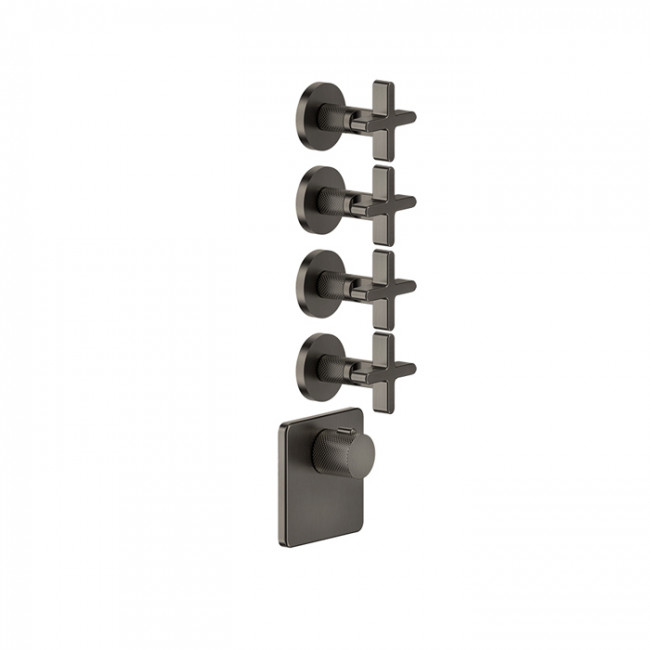 Gessi Inciso Смеситель для душа, встраиваемый, термостатический, резьба 3/4", внешняя часть, цвет: Black XL 58348#299