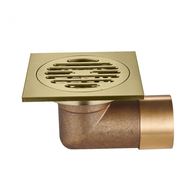 Душевой трап Raglo 100х100мм, нержавеющая сталь, сатин золотой (R605.10.03)