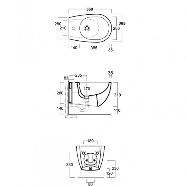 Simas Vignoni биде подвесное 56*36,5см, с 1 отв. под смеситель, без крепежа F85, цвет: белый матовый