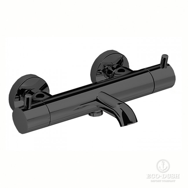 Cisal Less Minimal Смеситель термостатический настенный для ванны/душа с ручной лейкой,держателем и шлангом, цвет: черный матовый