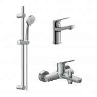 Комплект Cersanit FLAVIS 3 в 1 смеситель для ванны FLAVIS смеситель для раковины FLAVIS душевая стойка VIBE (64508)