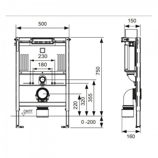 TECEprofil Застенный модуль TECEprofil со смывным бачком Uni 750, высота 75cм., с набором креплений