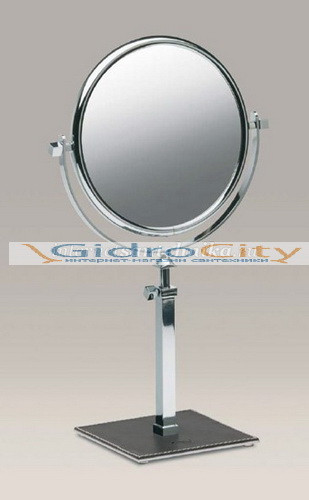 Зеркало настольное круглое на квадратной ножке  Kenia (коричн. кожа) Windisch 99135R 2X