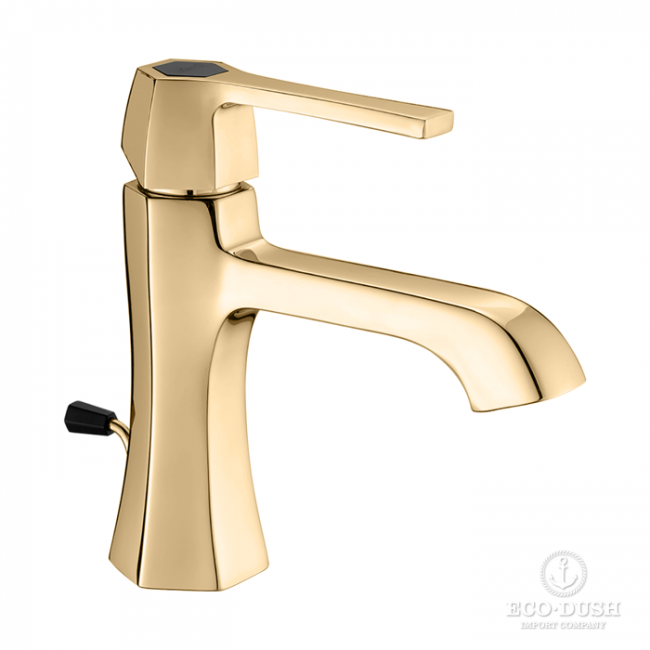 CISAL Cherie Смеситель однорычажный для раковины на 1 отверстие с донным клапаном, цвет: золото/черный матовый CISAL Cherie Смеситель однорычажный для раковины на 1 отверстие с донным клапаном, цвет: золото/черный матовый