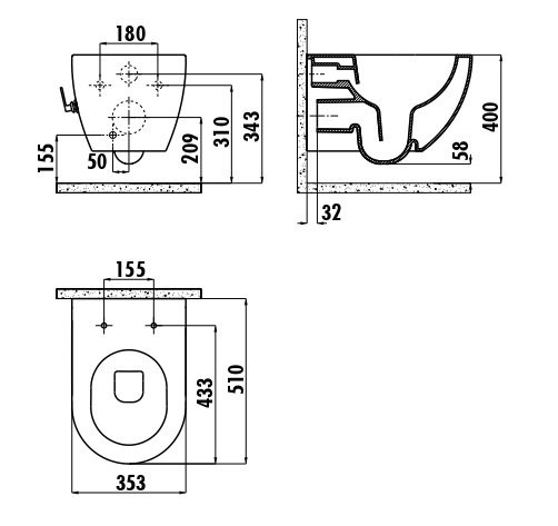 CREAVIT FREE Унитаз подвесной безободковый ЧЕРНЫЙ МАТОВЫЙ FE322-11SM00E-0000 CREAVIT FREE Унитаз подвесной безободковый ЧЕРНЫЙ МАТОВЫЙ FE322-11SM00E-0000