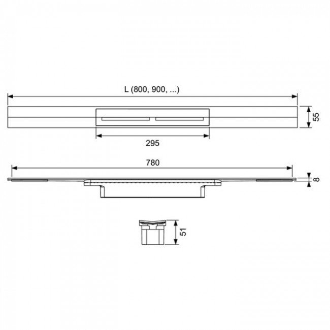 TECE Профиль для душа TECEdrainprofile, 800 мм, PVD Polished Red Gold 670813
