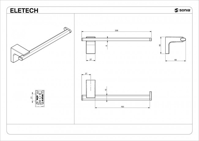Полотенцедержатель открытый 20 см Sonia Eletech 113897