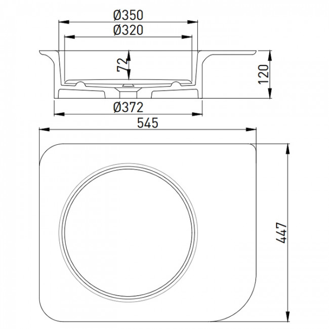 Salini Ninfea  Раковина накладная 54.5х44.7х12cм, без отв., без перелива, S-Stone, цвет: белый матовый