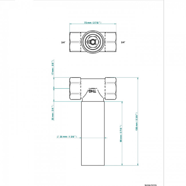 THG General items Встраиваемая часть вентиля 3/4" на хол. воду, закр. влево
