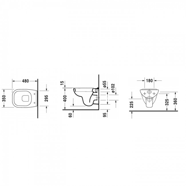 Duravit D-Code Унитаз подвесной компакт с вертикальным смывом, 35x48см, Цвет: Белый