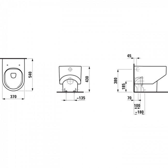 Laufen Sonar Унитаз напольный 53x37x43см, безободковый, цвет: белый матовый