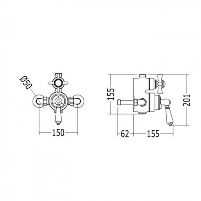 Devon&Devon Термостат наружного монтажа, для душевой для стойки, с белой ручкой, цвет: хром