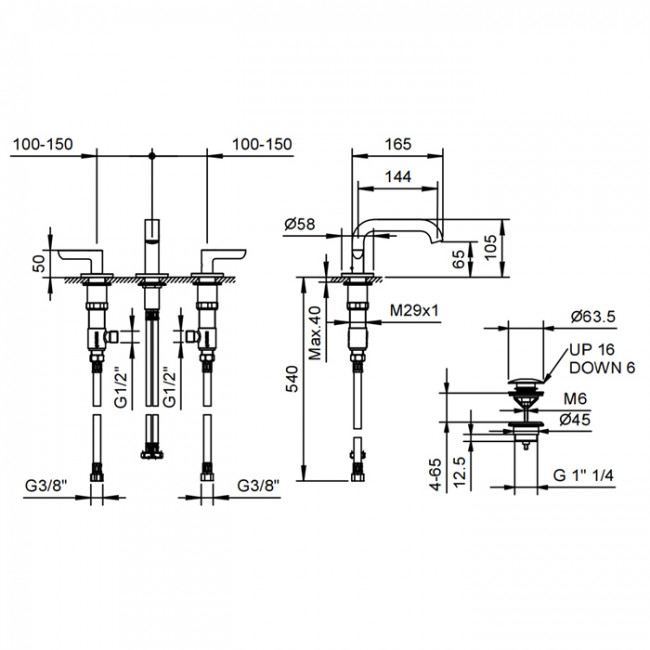 Fantini Icona Deco Смеситель для раковины, 3 отверстия, цвет: хром 53 02 R104 Fantini Icona Deco Смеситель для раковины, 3 отверстия, цвет: хром 53 02 R104
